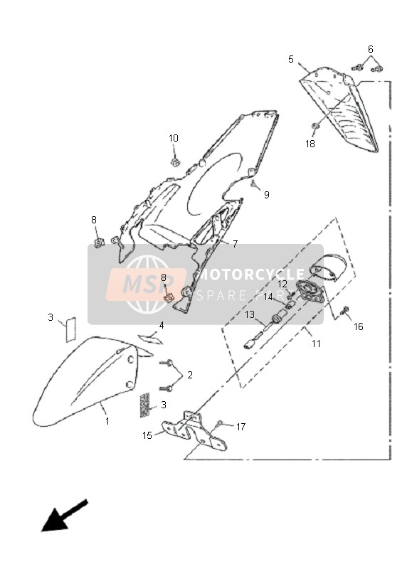 5RWF1511G000, Kotflugel, Vorne, Yamaha, 0